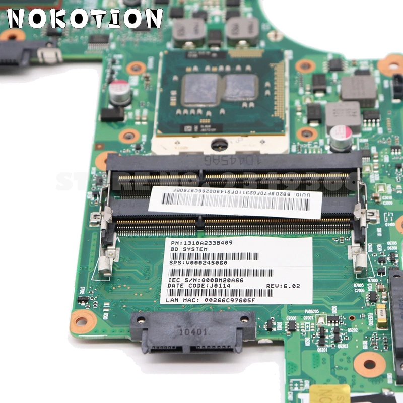 Материнская плата NOKOTION V000245060 для ноутбука Toshiba Satellite L630 материнская HM55 intel hd GMA DDR3