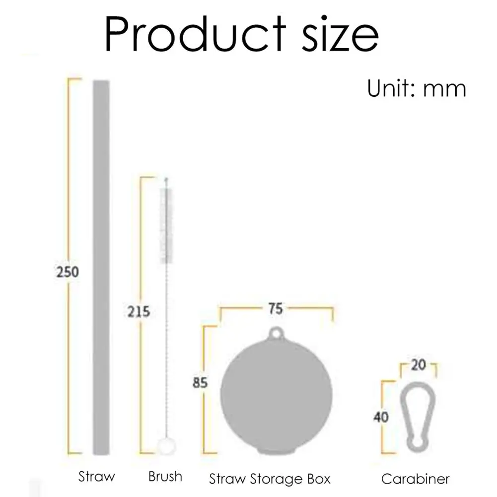 

Collapsible Silicone Foldable Reusable Straw With Carrying Case And Cleaning Brush Travel Home Office Drink Kitchen Accessories