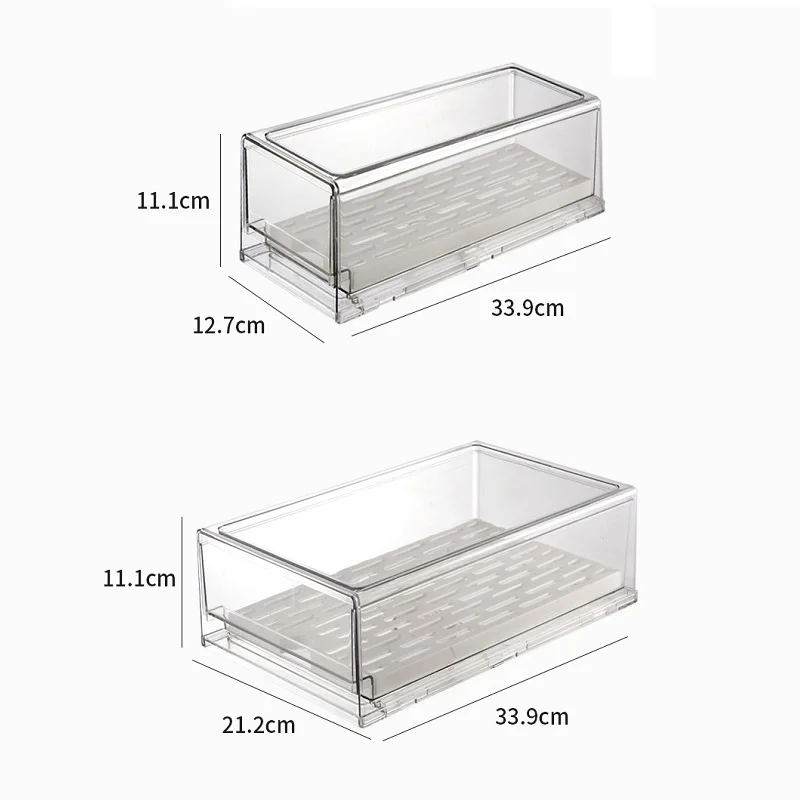 

Refrigerator Food Storage Drawer Containers Platic Transparent Large Fruit Storage Box Organizer Dust-proof Drain Kitchen Items