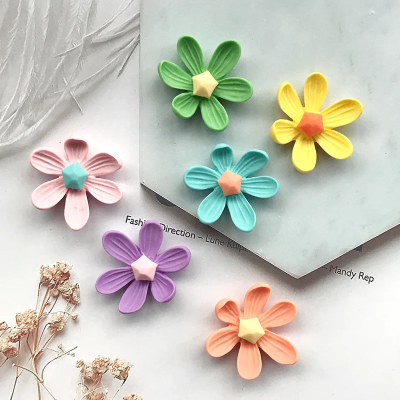 

10Pcs/lot Korean Flower Flatback Resin Cabochon Headwear Accessories Embellishments for Scrapbooking Crafts DIY Phone Decoration