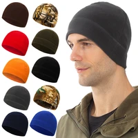 new men women winter warm outdoor faux fleece round hat camo camouflage solid color windproof military tactical beanie skull cap