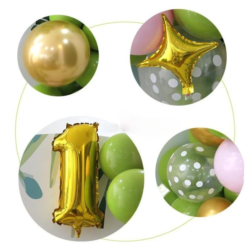 

Green Series Balloon Chain Combination Baby One Year Old Hundred Days Banquet Birthday Party Background Wall Scene Decoration