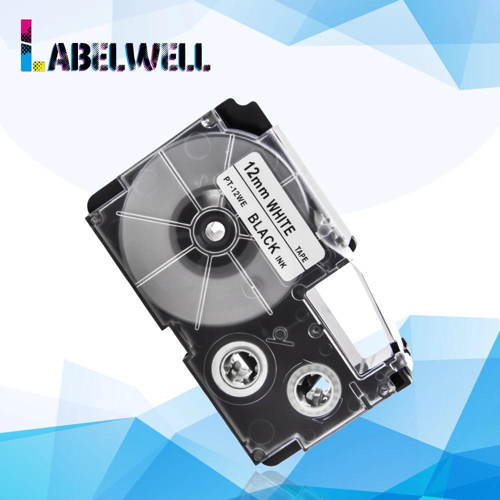 Labelwell 1 шт. 12 мм XR 12WE черный цвет белая лента для этикеток совместима с Casio KL 60 100 120