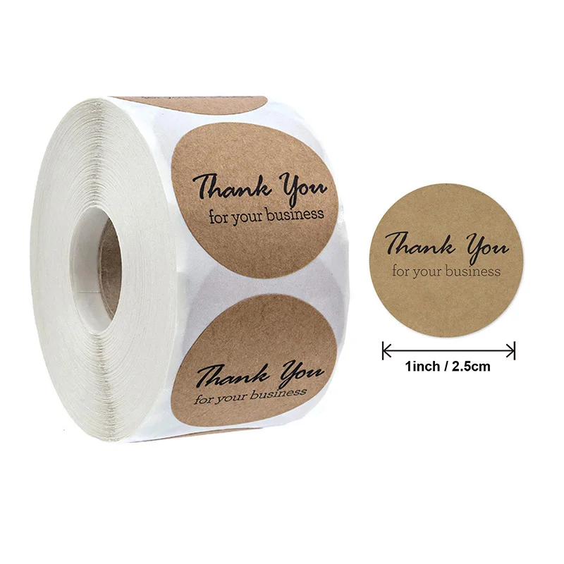 

1inch Kraft Paper Label Thank you Stickers 500pcs Seal Stickers for Wedding Birthday Party Decor Gift Package Tag Baking supplie