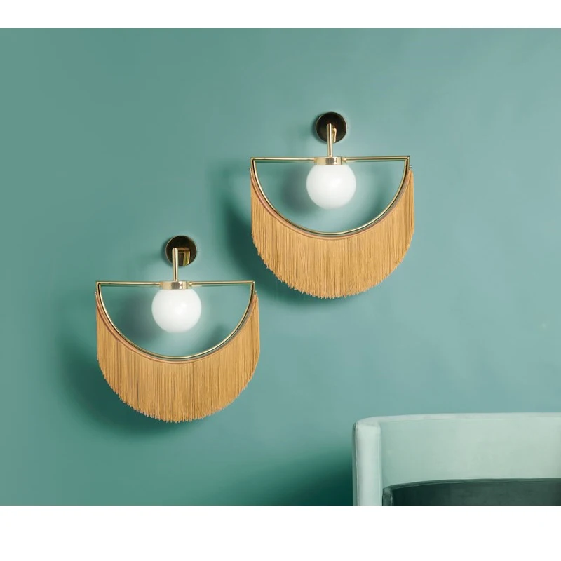 Современный простой креативный настенный светильник с кисточками украшение для