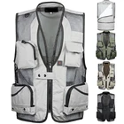 Жилеты для рыбалки, дышащий жилет с несколькими карманами, сетчатый жилет для фотосъемки и пешего туризма, жилет для рыбы, жилет для инструментов 5XL