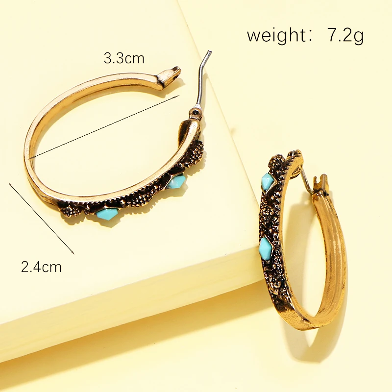 Женские винтажные серьги с акриловыми бусинами Коми богемные в форме C бирюзой