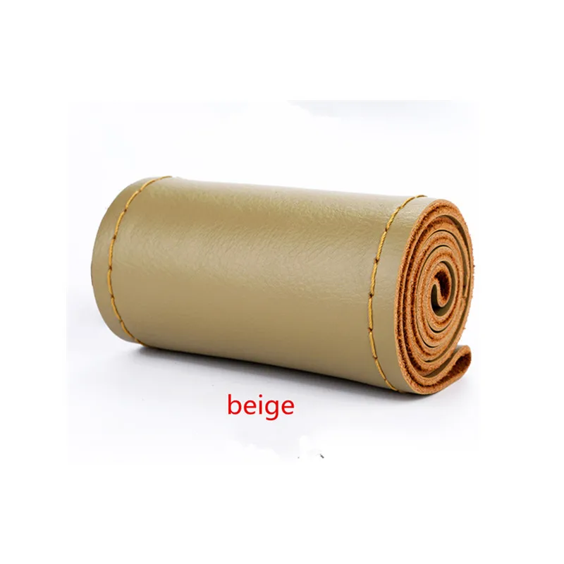 Beige-Sideline Type Car Braid On The Steering Wheel 38 cm Hand Sewing Microfiber Leather Covers Auto Steering Wheel Cover - Название цвета: Beige-Sideline Type