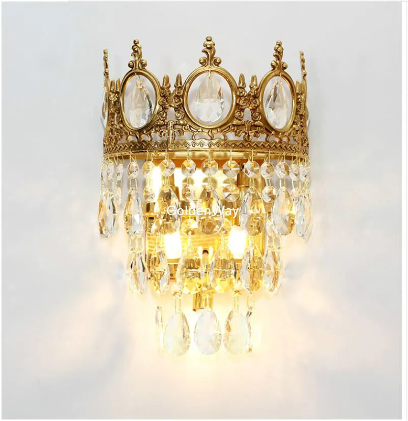 Европейская классическая золотая латунная настенная лампа модель W21cm H31cm 2L