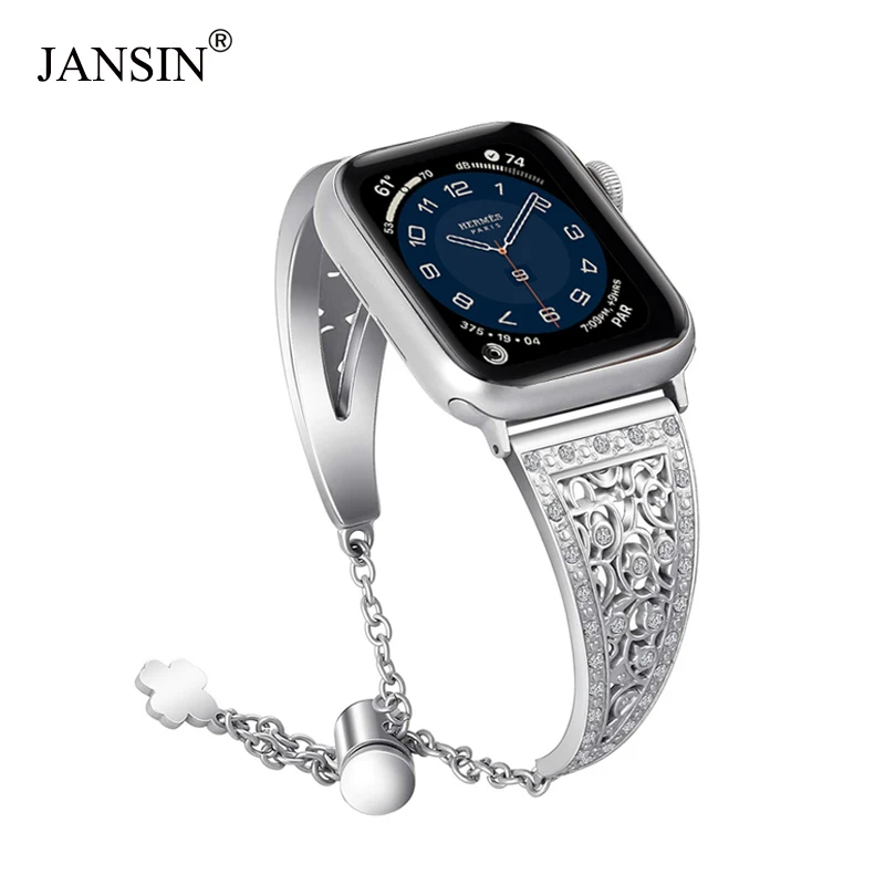 Женские часы с бриллиантами из натуральной кожи ремешок для Apple Watch 38 мм 42 40 44