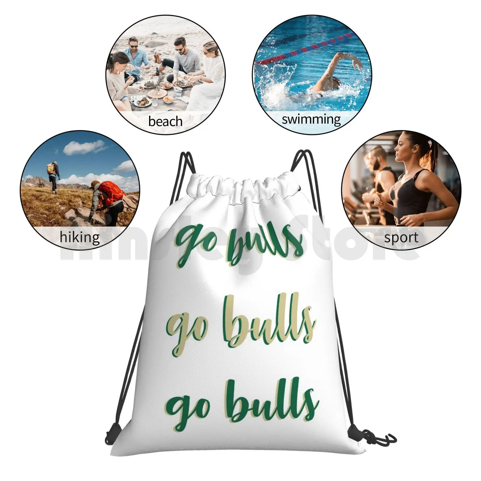 University Of South Florida-Usf-Go Bulls Backpack Drawstring Bags Gym Bag Waterproof University Of South Florida South images - 6