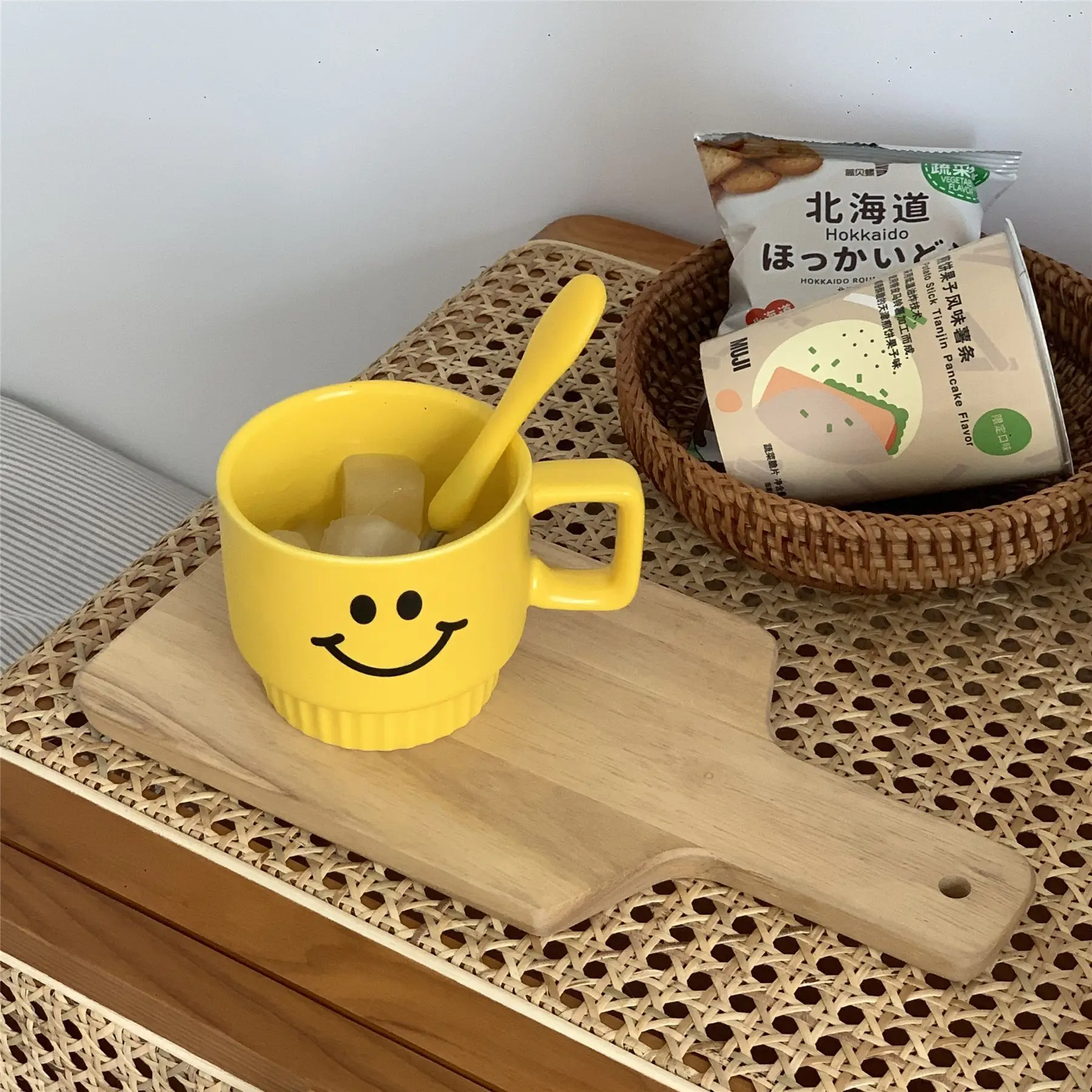 350ml Ins Wind Yellow Smiley Face Handmade Ceramic Coffee Mug Home Breakfast Milk Office Cups Creative Children's Gift | Дом и сад