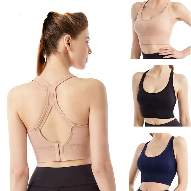 

Women's Sports Bra Beauty Back Female Fitness Gym Bra Underwear Seamless Hollow Gathered Buckle Shockproof Sexy Running Yoga Bra
