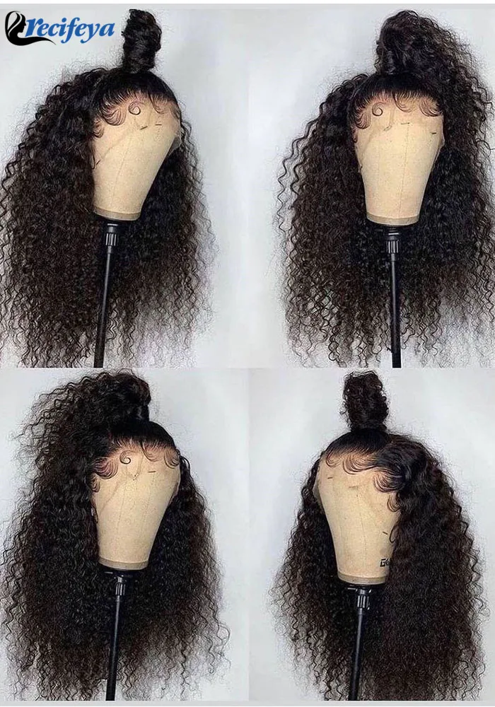 30 Inch Malaysian Kinky Curly Lace Front Wigs 100% Remy Kinky Curly Human Hair Lace Closure Wig Transparent Curly Human Hair Wig