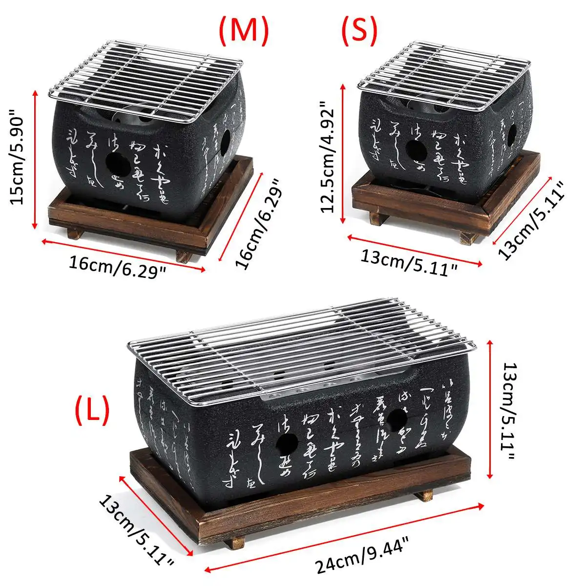 

Japanese Korean BBQ Grill Oven Aluminium Alloy Charcoal Grill Portable Party Accessories Household Barbecue Tools S/M/L