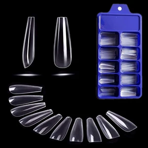 Накладные ногти WAKEFULNESS, 100 шт., длинные, ногти балерины прозрачные, АБС-пластик, полное покрытие, заостренные ногти, маникюрные подвески