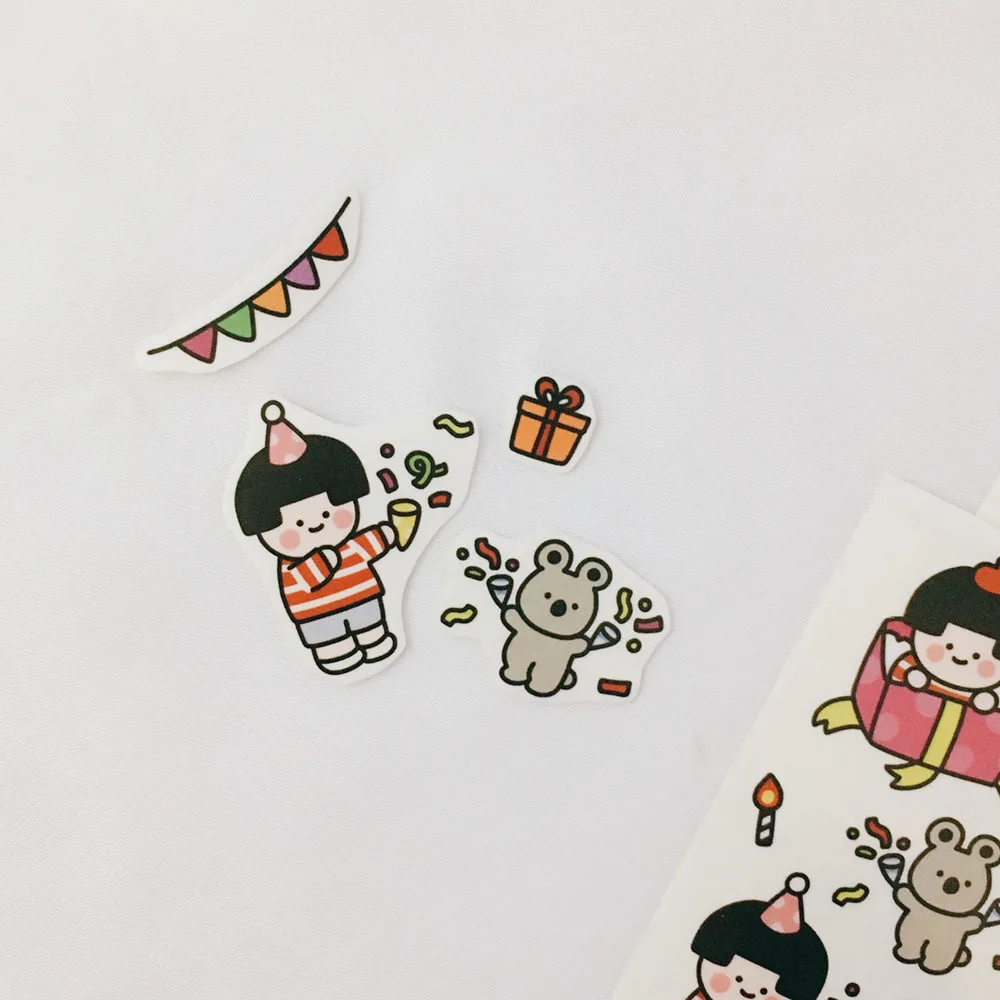 Мультяшные наклейки из ПВХ на день рождения Ins с уплотнением высококачественные