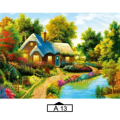 A13 Алмазная картина Ever Moment, пейзаж, дом, река, Полная площадь, стразы, 5D, сделай сам, алмазная вышивка ASF1807 - Цвет: A13