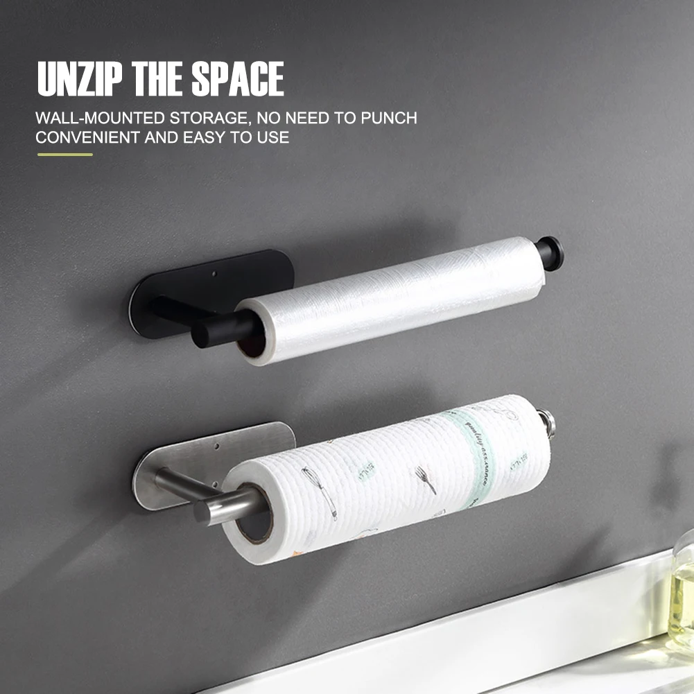 

Kitchen Toilet Paper Holder Self-Adhesive Wall Mount Paper Towel Holder Bar Stainless Steel Paper Roll Hanger Bathroom Organizer