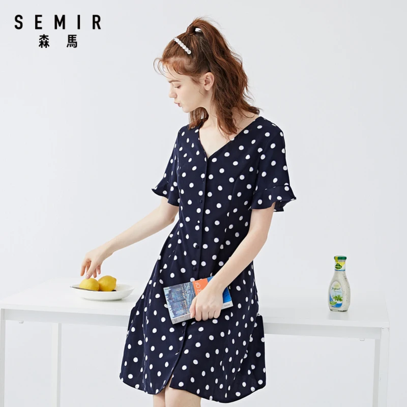 SEMIR женское платье 2021 новые летние v-образным вырезом платья с принтом из дышащих