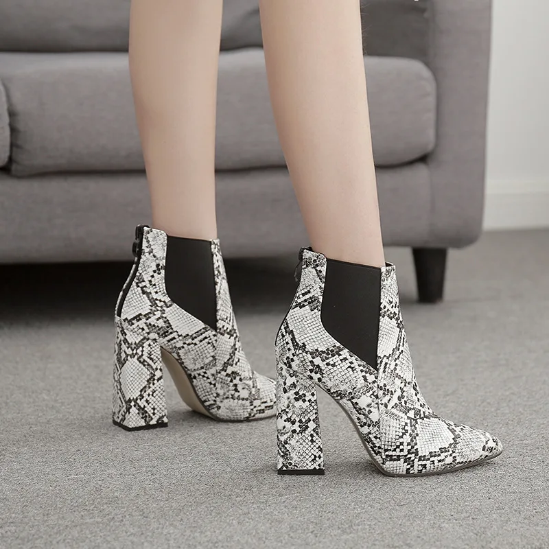 Женская обувь Женские туфли из искусственной кожи со змеиным принтом пикантные