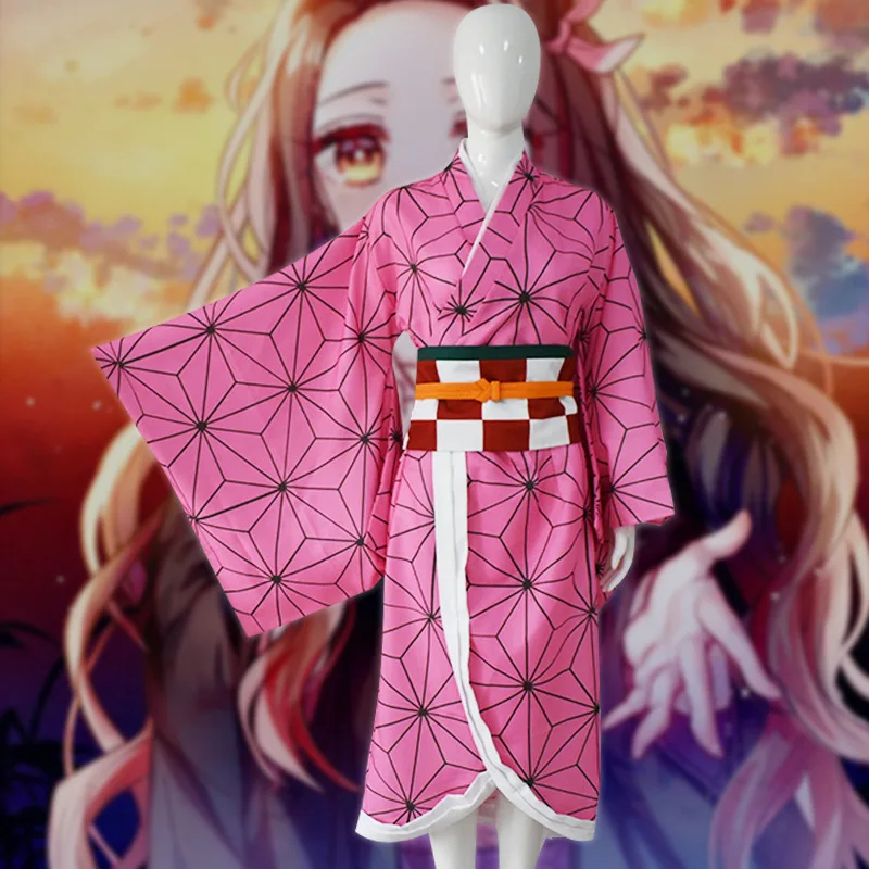 

Костюм для косплея камадо незуко из аниме «рассекающий демонов», Розовое Кимоно для женщин, костюмы на Хэллоуин, реквизит для косплея