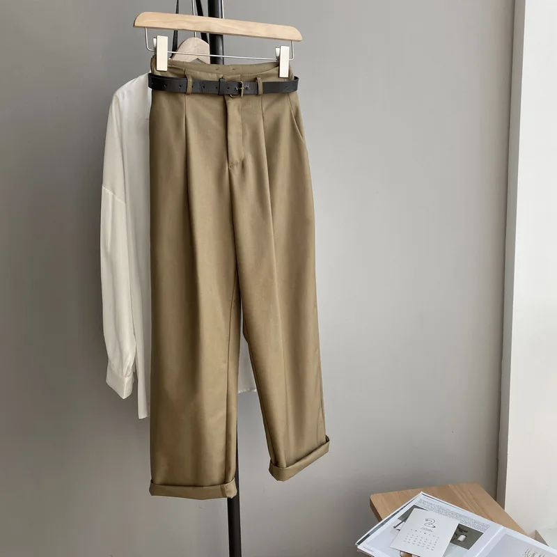 Повседневные рабочие брюки с высокой талией женские повседневные до щиколотки