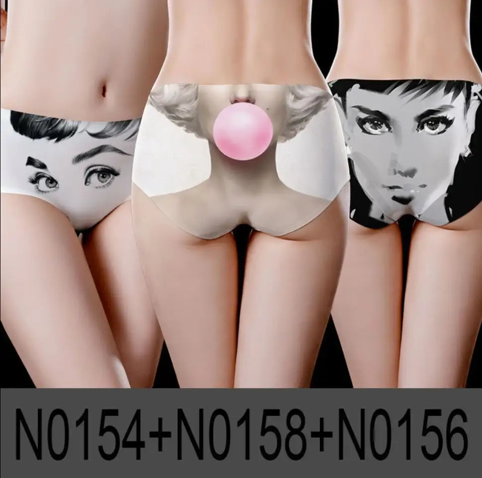 

(Gifts for friends and lovers) Women Seamless Ice Silk Lingerie Breathable Comfortable Briefs Hot Sexy Red Lips Girls Underwear