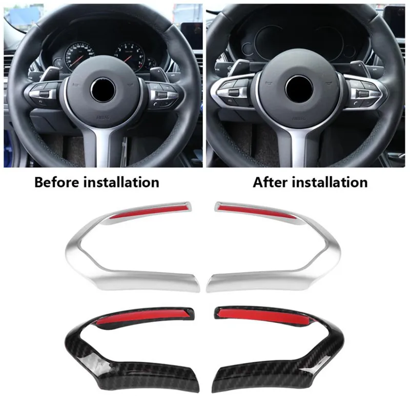 2 шт. ABS Chrom/Углеволокно рулевое колесо для BMW F20 F22 F30 F32 F10 F06 F15 F16 M украшение