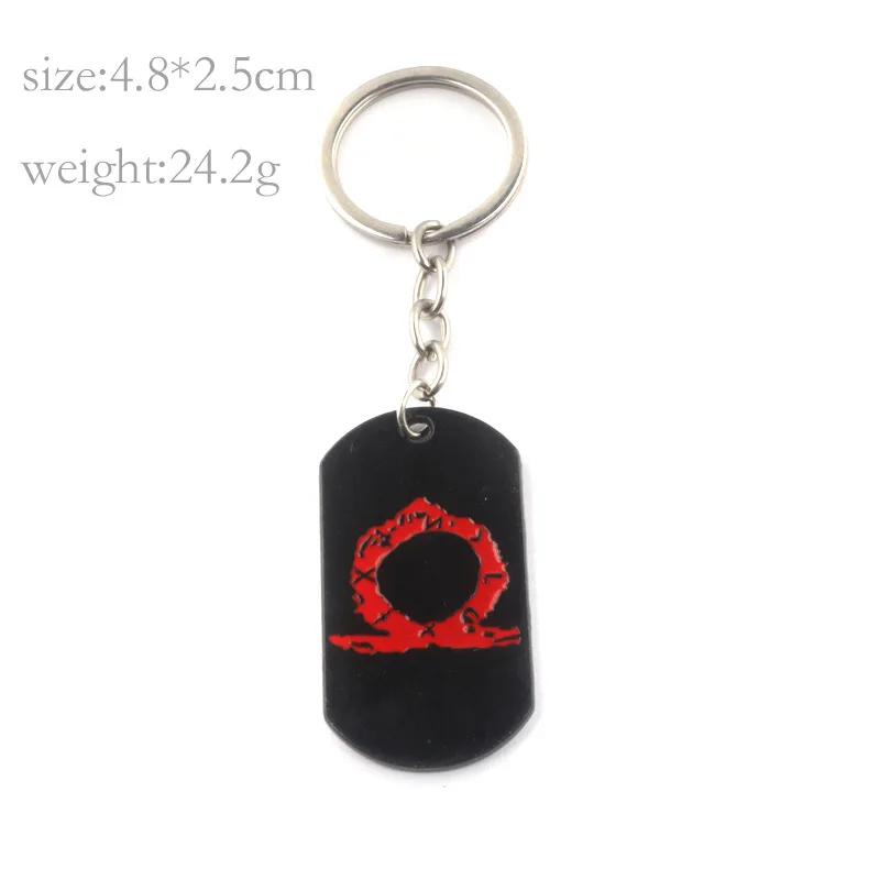 

Hot Game Jewelry God war 4 Kratos Keychains Game Logo Red Horseshoe Black Alloy Pendant accessories Men Jewelry