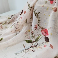 vintage fabric floral printed chiffon fabric for diy dressed a bit transparent by the meter