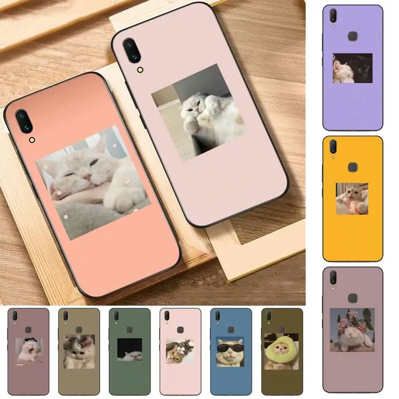 

Cute Cat Phone Case for Vivo Y91C Y11 17 19 17 67 81 Oppo A9 2020 Realme c3