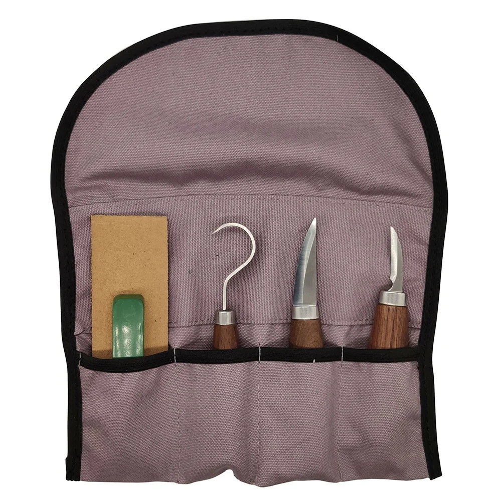 

5pcs DIY Wood Carving Tool Set Woodworking Chisel High Strength Sculptural Cutter Leather Belt Peeling Whittling Portable Kit