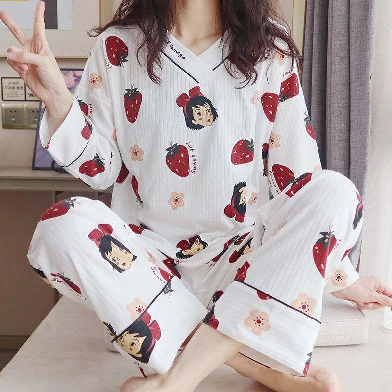 Японская Аниме Пижама с длинным рукавом женские пижамы Мультяшные Кики доставка