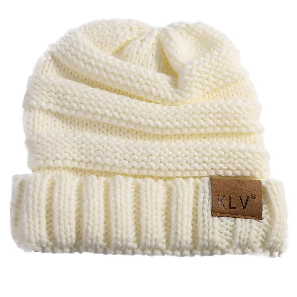 

KLV Children Winter Hats White Color Woolen Knitted Unisex Kid Warm Beanies Brand Design Top Quality Cute Boy Girls Skullies Cap
