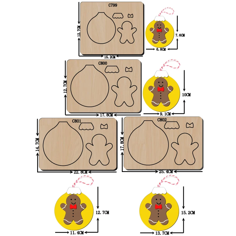 Новые рождественские подвесные деревянные под давлением Скрапбукинг C-799