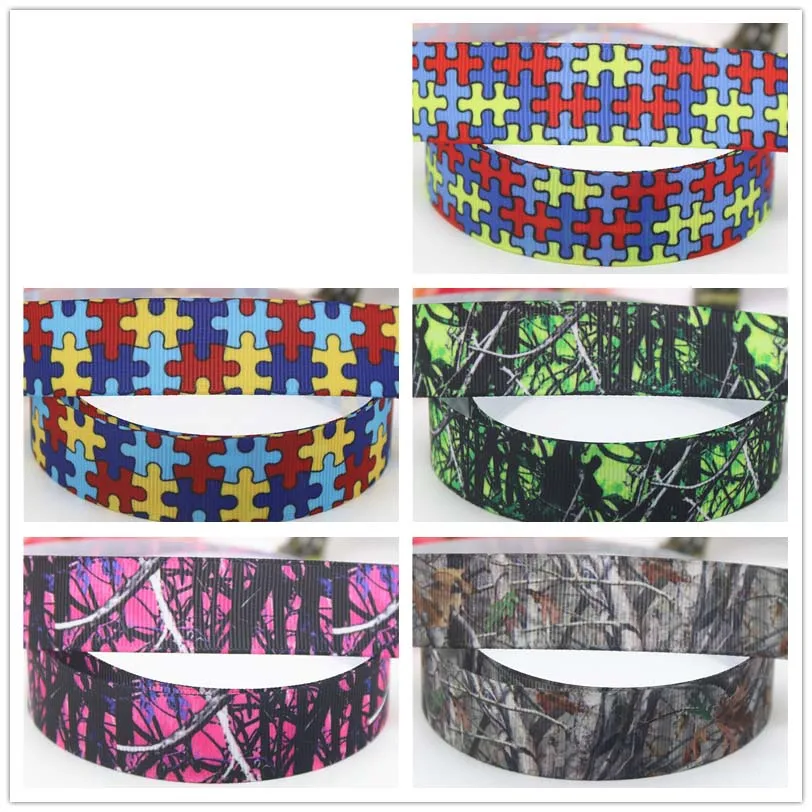 DUWES 7/8 ''Бесплатная доставка Камо дерево печатных grosgrain ленты hairbow головные
