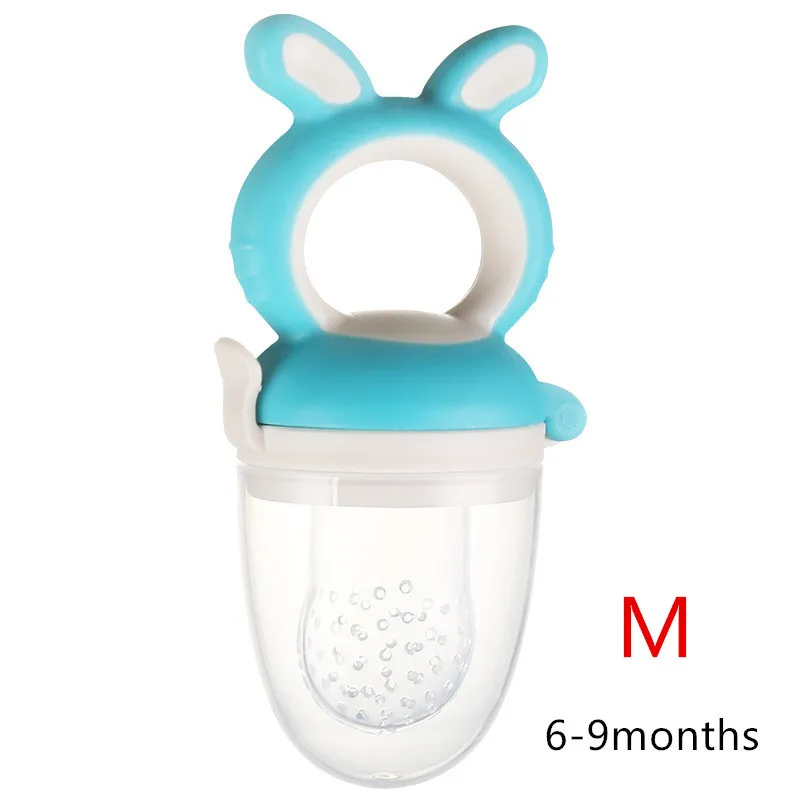 blue M Соска для кормления детей с изображением кролика из мультфильма, соска для кормления детей, соска для кормления фруктов - Цвет: blue M