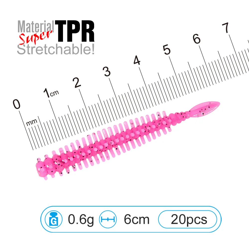 Wobbler soft Fishing Lure 20Pcs/jar 60mm 0.6g Artificial Lures Fishing Worm Silicone Bass Pike Swimbait Jigging Plastic Baits