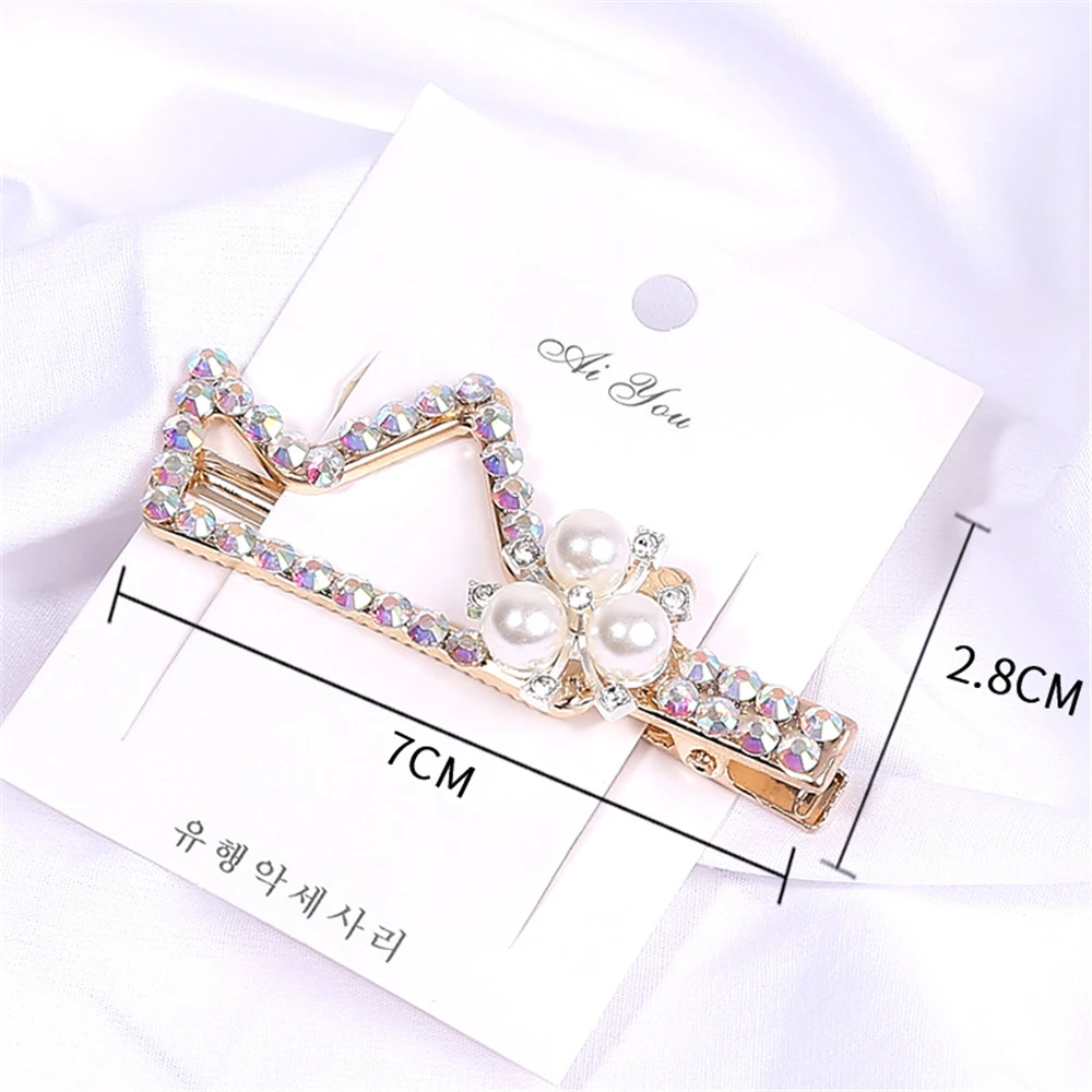 Новинка Элегантные женские зажим для волос с жемчугом Стразы Лук Корона челка