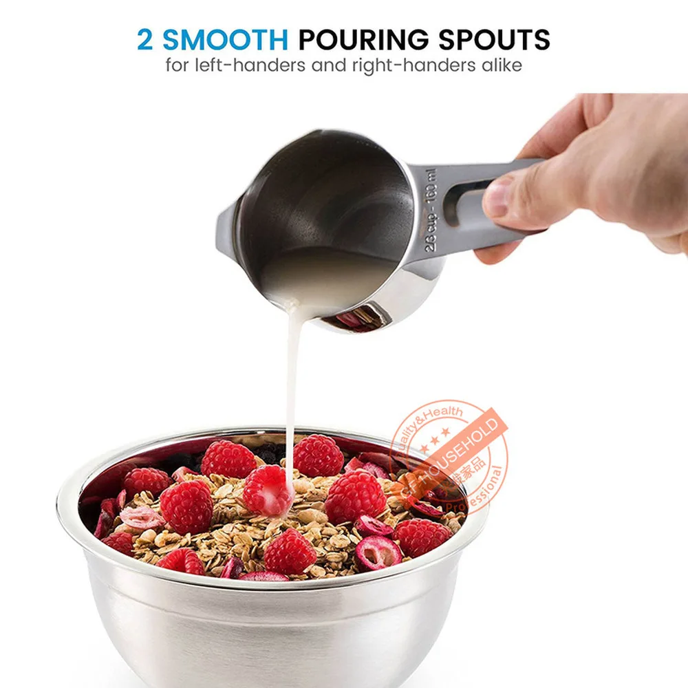 

14Pcs -Stainless Steel Metal Measuring Spoons and Cups Set 7 Cup and 7 Spoon Cooking Baking Kitchen Accessories Measuring Tools