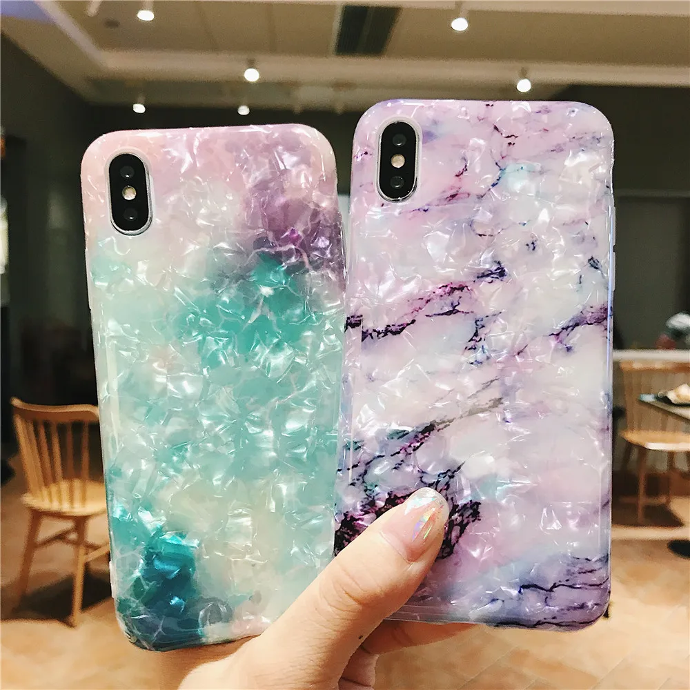 Глянцевый мраморный чехол для iphone 7 XR 11 Забавный узор блестящая Силиконовая