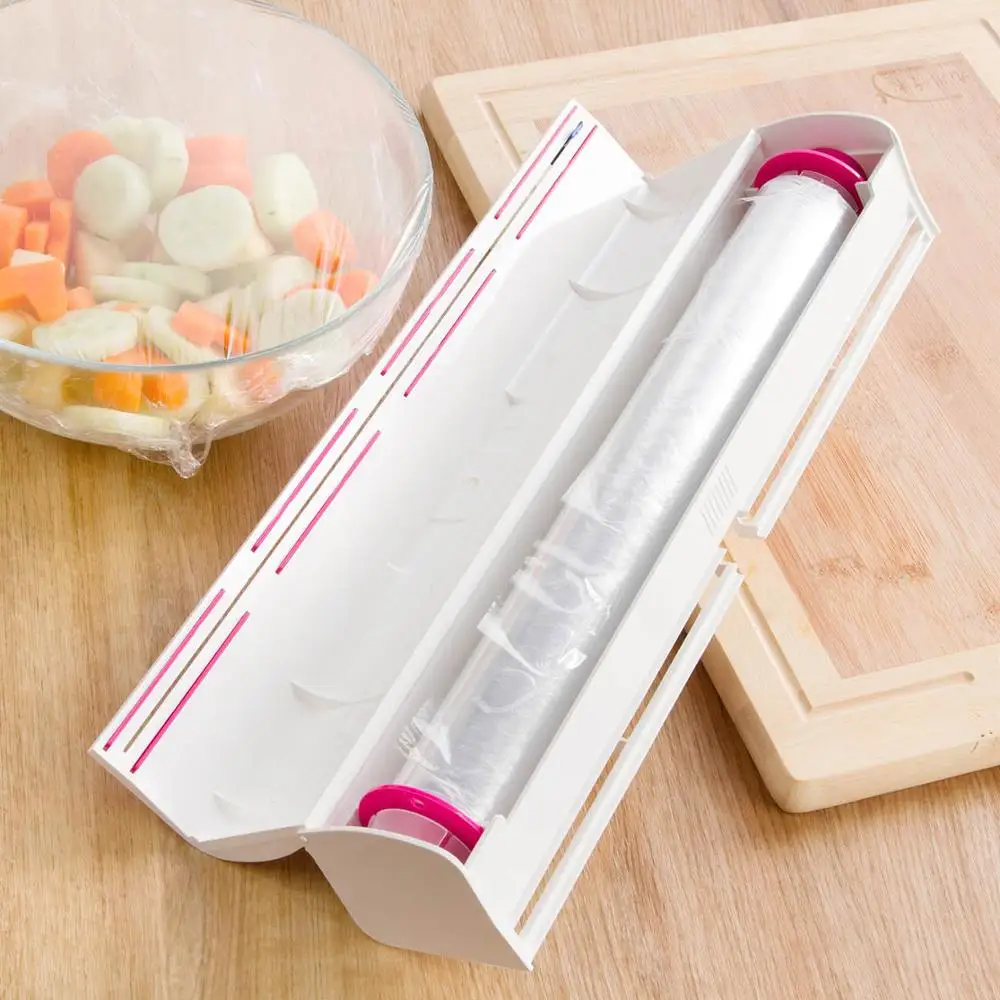 Регулируемый пластик пищевая пленка Диспенсер контейнер консервант резак