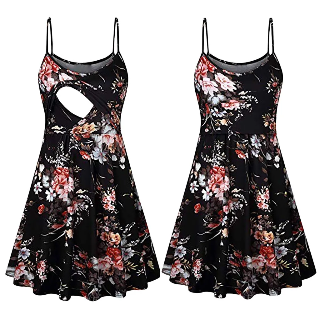 

Women Pregnant Dresses Print Maternity Stripe Tunic Breastfeeding Dress Summer Maternity Fashion Sling Casual Short Dress 527