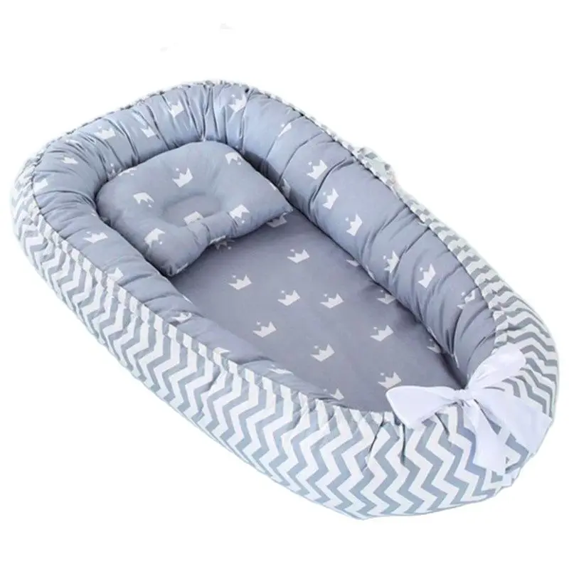 Baby Nest Bed with Pillow Portable Crib Travel Bed Infant Toddler Cotton Cradle for Newborn Babybed Bassinet Bumper Bebe Bett images - 6