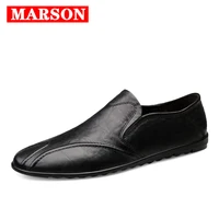 marson mens casual driving shoes leather light fashion soft loafers shoe for men flats footwear moccasins male outdoor big size