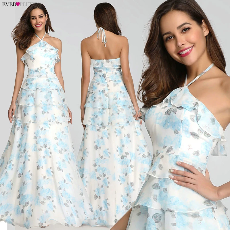 Robe De Soiree Ever красивое пляжное платье EP07242 элегантное ТРАПЕЦИЕВИДНОЕ вечернее платье с цветочным принтом длинное летнее платье в стиле бохо vestido de festa