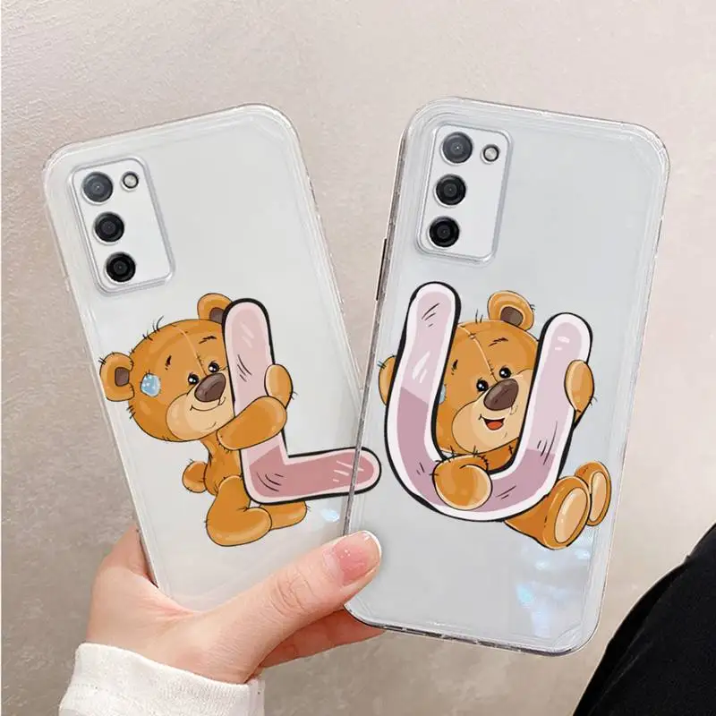 

Luxury bear letters Phone Case For Xiaomi Mi 11 Ultra Lite 10 Redmi Note 9 8 7 9a K30S K40 Pro Transparent Coque