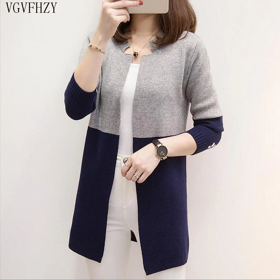 Женский длинный кардиган вязаный с длинным рукавом Осень зима 2019| |