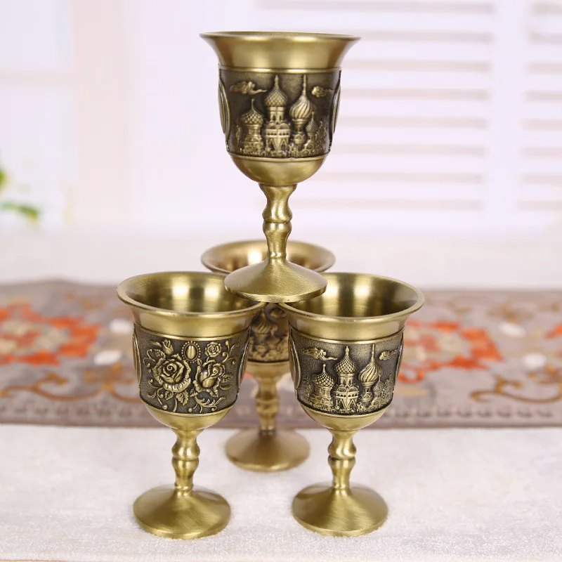 Ретро бокал в европейском стиле роскошная винтажная латунная рельефная чашка